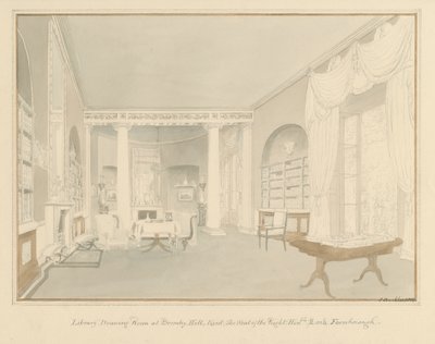 Kent - Bromley Hill - Interieur van Bibliotheek Teken Kamer door John Buckler
