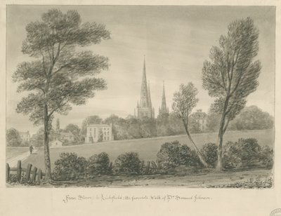 Lichfield - Stowe: sepia tekening door John Buckler