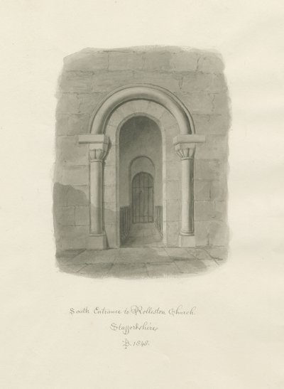 Rolleston Kerk - Zuidelijke Ingang door John Buckler