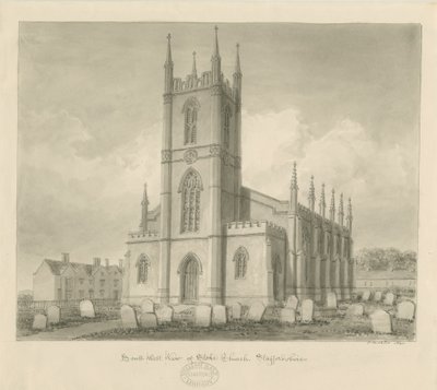 Stoke-upon-Trent Kerk [Nieuw]: sepia tekening door John Buckler