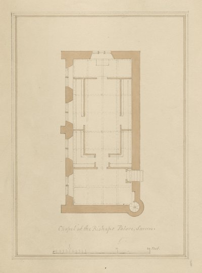Wiltshire - Sarum - Plan van het Bisschoppelijk Paleis door John Buckler