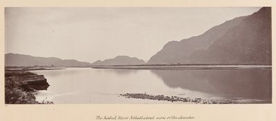 De Kabul-rivier, Jellallabad, scène van de ramp, 1879 door John Burke