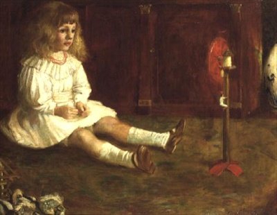 Kind met een mechanisch speelgoed door John Byam Liston Shaw