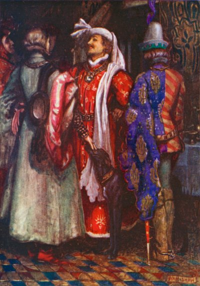 "Bid God dat we ons haasten en te laat komen!" Richard II - Akte I, Scène 4 (kleurenlitho) door John Byam Liston Shaw
