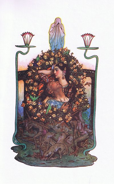 De tuin bij de brug, illustratie uit De Tuin van Kama (en andere liederen uit India), 1920 door John Byam Liston Shaw