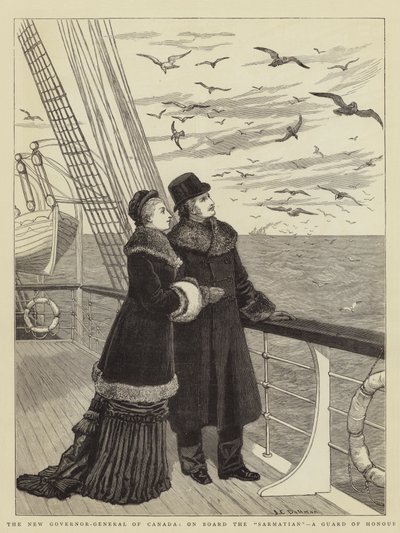 De Nieuwe Gouverneur-Generaal van Canada, aan Boord van de Sarmatian, een Erewacht door John Charles Dollman