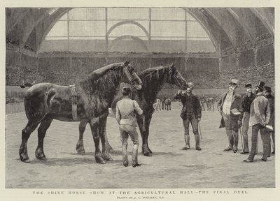 Het Shire Horse Show in de Agricultural Hall, het laatste duel door John Charles Dollman