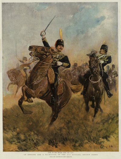 Een Officier en een Trompetter van de 20e Huzaren, Review Order door John Charlton