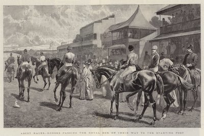 Ascot Races, paarden passeren de koninklijke loge op weg naar de startlijn door John Charlton