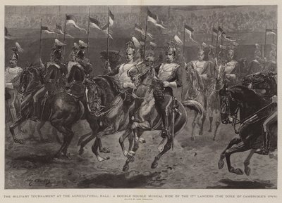 Het Militaire Toernooi in de Agricultural Hall, Een Dubbele Dubbele Muzikale Rit door de 17e Lancers, de Duke of Cambridge