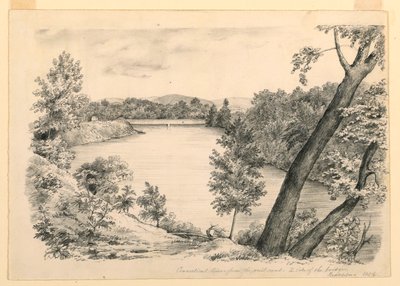 Tekening, Uitzicht op de Conneticut-rivier, bij Brattleboro, Vermont, 1854 door John Cheney