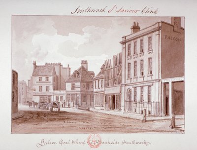 Falcon Coal Wharf, Bankside, Southwark, Londen door John Chessell Buckler