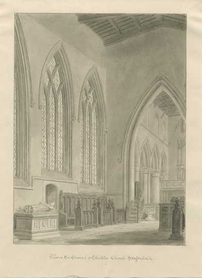 Interieur van Checkley Kerk door John Chessell Buckler