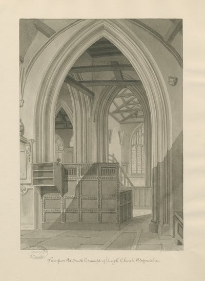 Interieur van Leigh Kerk door John Chessell Buckler