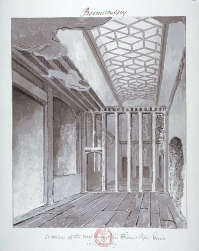 Interieur van de Westvleugel van het Huis van Sir Thomas Pope in Bermondsey door John Chessell Buckler