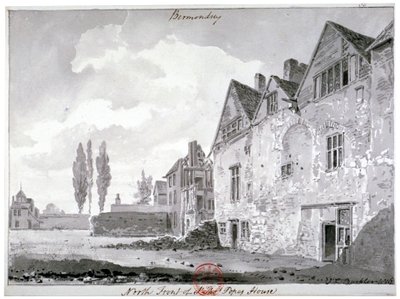 Noordzijde van Bermondsey House, Londen door John Chessell Buckler