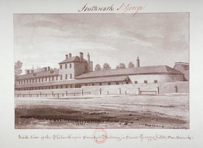 Noordelijk uitzicht op de Philanthropic Society Institution aan London Road, Southwark, Londen door John Chessell Buckler
