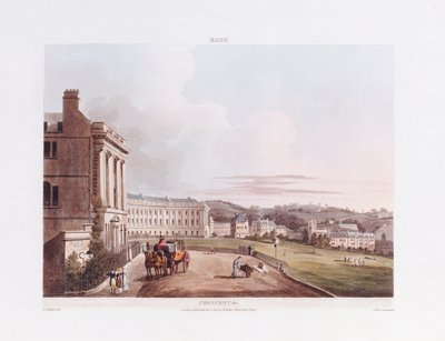De Crescent, uit "Bath Illustrated by a Series of Views", 1806 door John Claude Nattes