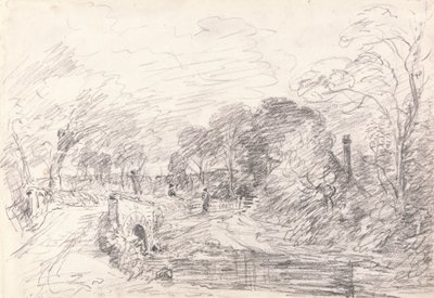 Een Brug bij Salisbury Court, Misschien Milford Bridge door John Constable