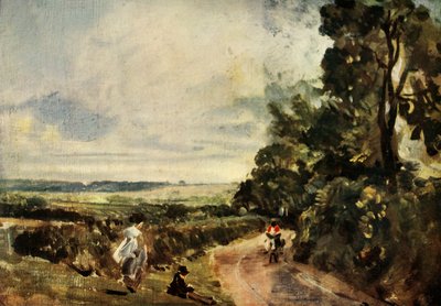 Een landweg met bomen en figuren, ca. 1830, 1934 door John Constable