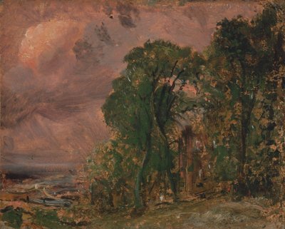 Een uitzicht op Hampstead met stormachtig weer, ca. 1830 door John Constable