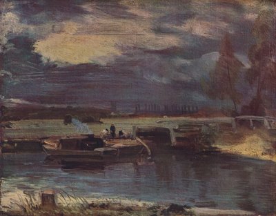 Aken op de Stour, met Dedham Kerk in de verte, ca. 1811 door John Constable