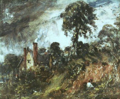 Cottage tussen bomen met een zandbank, c.1830-36 door John Constable