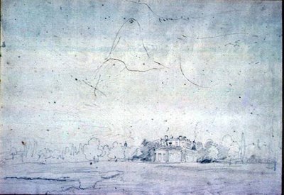 Huis met een rij bomen door John Constable