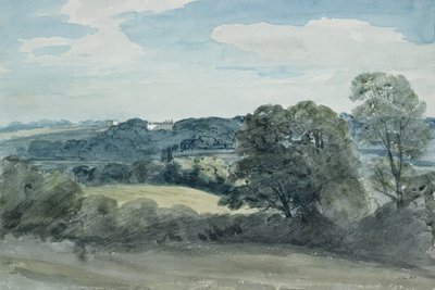 Landschap met gebouwen in de verte door John Constable