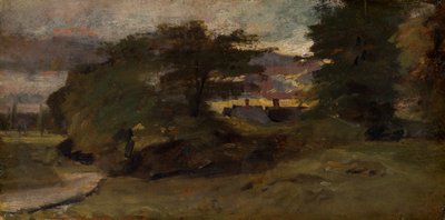 Landschap met plattelandshuisjes door John Constable