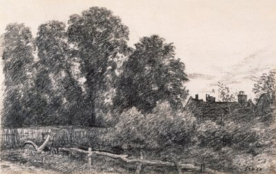 Landschap met Iepenbomen en een Huis door John Constable