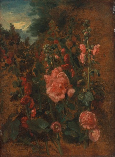 Studie van stokrozen door John Constable