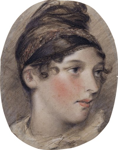 Studie van het hoofd van een dame in profiel, 1808 door John Constable
