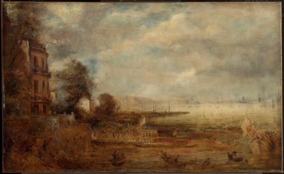 Waterloo Bridge gezien vanaf de Whitehall Stairs door John Constable
