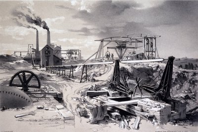Pompen, ventilatieschacht, Kilsby Tunnel, Northamptonshire, 15 juli 1837 door John Cooke Bourne