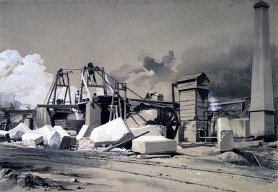 Ventilatieschacht en hijsmachine, Kilsby Tunnel, 18 juli 1837 door John Cooke Bourne