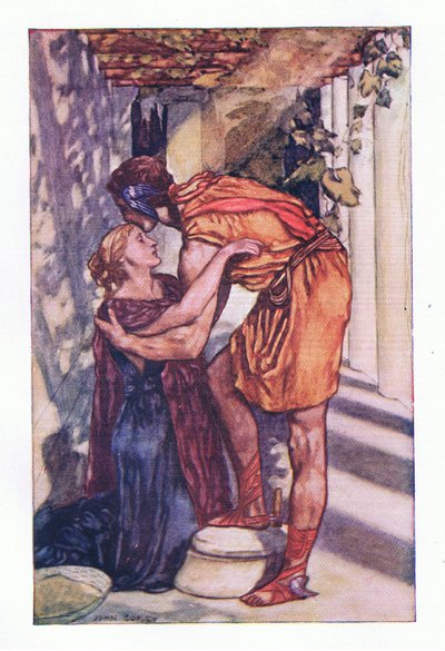 Perseus begon aan zijn grote avontuur, uit The Gateway to Romance gepubliceerd door Thomas Nelson & Sons door John Copley