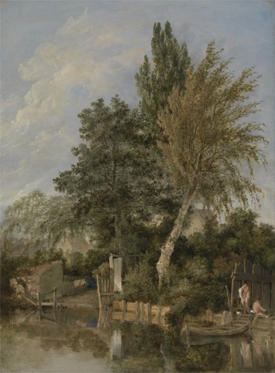 Een Rivierscène met Badende Jongens door John Crome