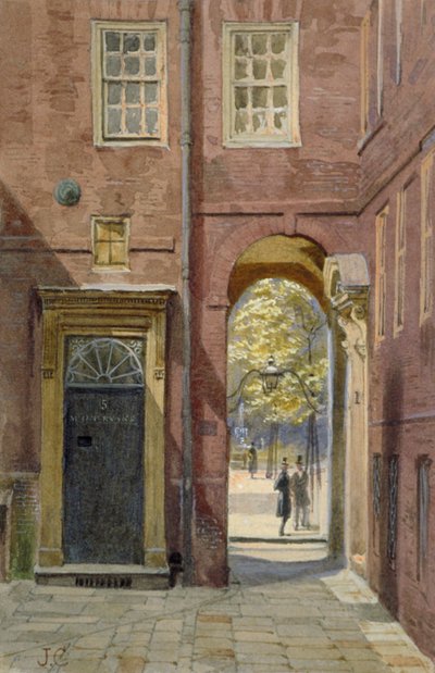 Uitzicht op Elm Court, Inner Temple richting Middle Temple, Londen, ca. 1880 door John Crowther