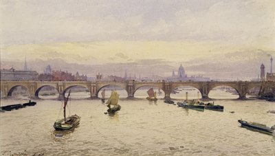 Uitzicht op de Waterloo Bridge vanaf de Hungerford Bridge, 1888 door John Crowther