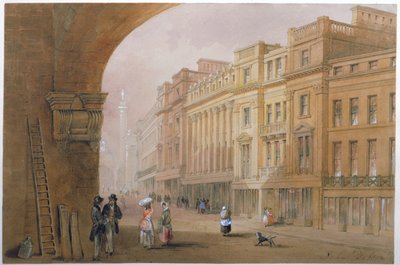 Uitzicht op Grey Street, Newcastle upon Tyne door John Dobson