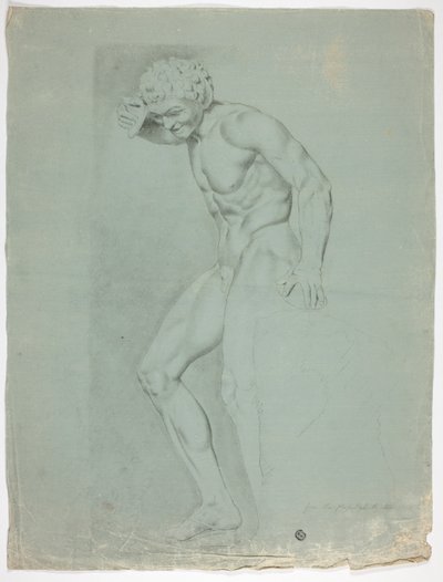 Antiek standbeeld van staande faun met cimbalen door John Downman