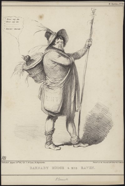 Barnaby Rudge en zijn raaf, illustratie uit 