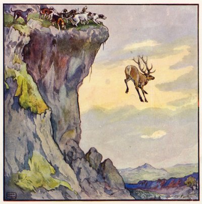 Het hert stortte in de afgrond beneden door John Edwin Noble