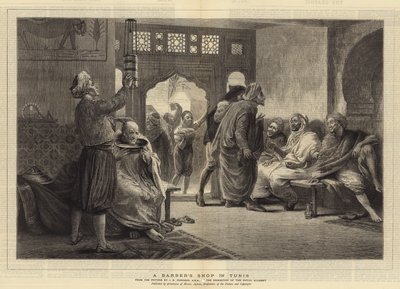 Een kapperszaak in Tunis door John Evan Hodgson