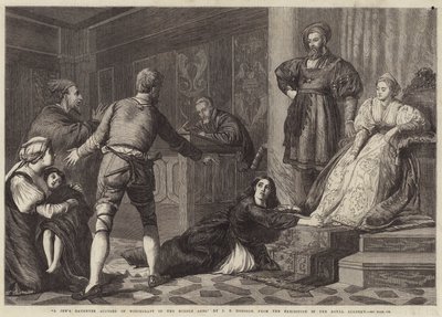 Een Joodse dochter beschuldigd van hekserij in de Middeleeuwen door John Evan Hodgson