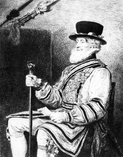 De Yeoman of the Guard, prent gemaakt door Charles Waltner door John Everett (after) Millais