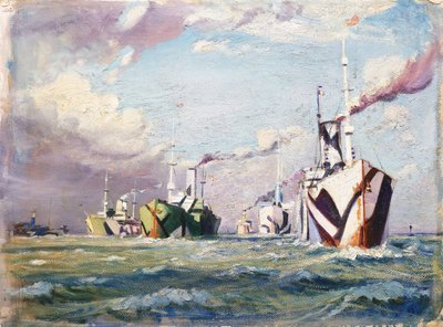 Een Cunarder (stoomschip), ca. 1918 door John Everett