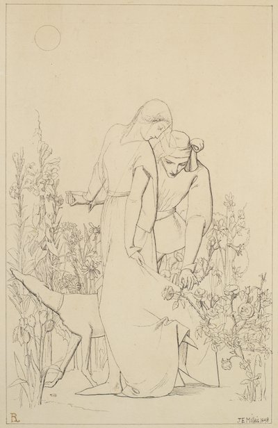 Liefhebbers bij een rozenstruik, 1848 door John Everett Millais