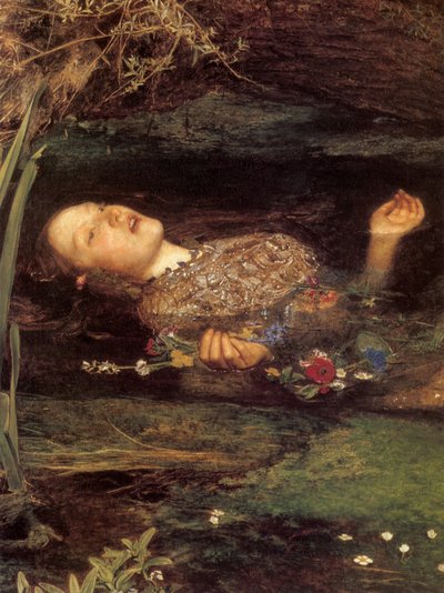 Ophelia, detail door John Everett Millais